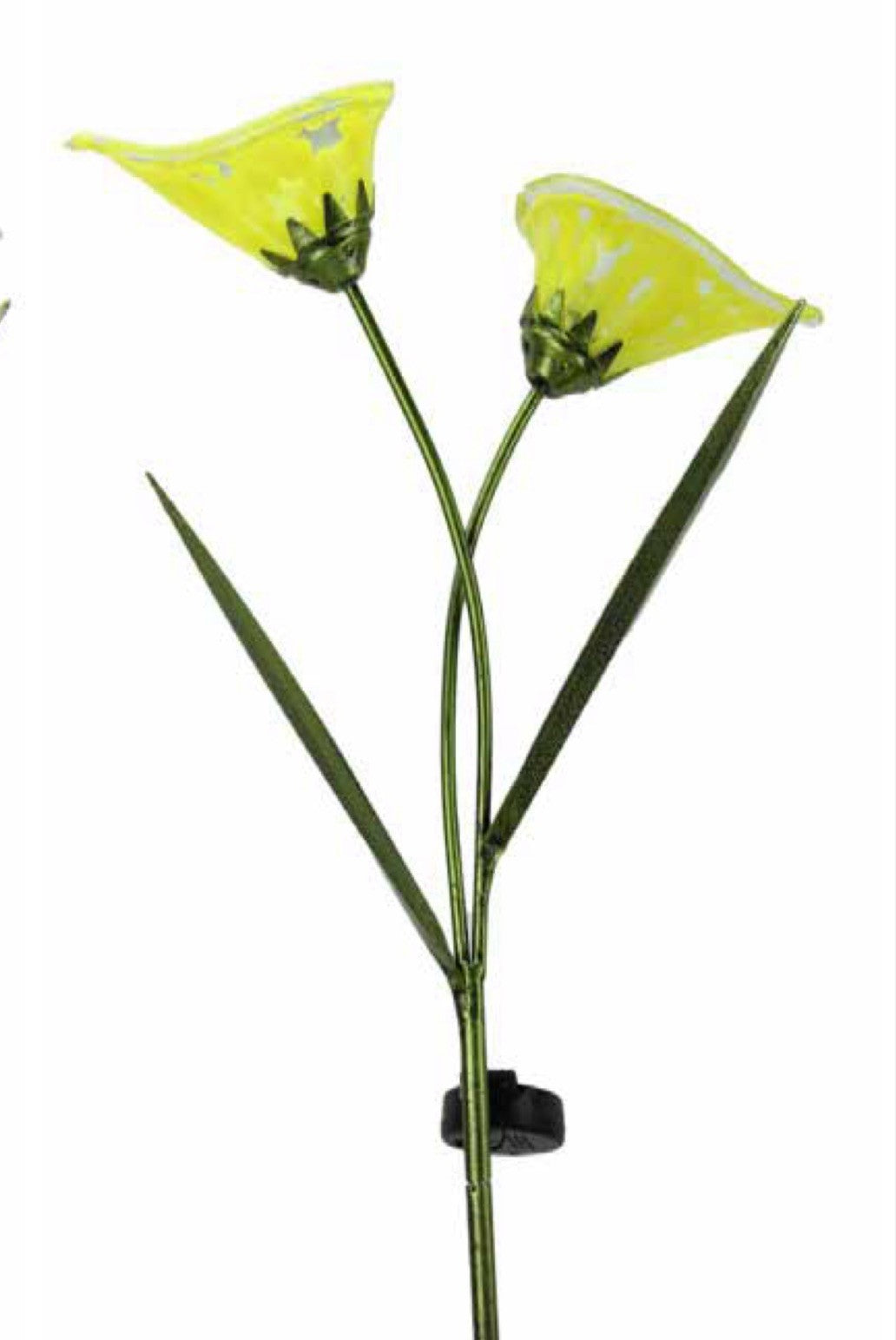 GLASS LILLY SOLAR LIGHT ON STAKE YELLOW